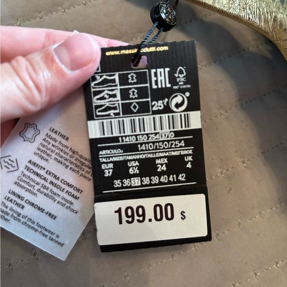 NWT Massimo Dutti gold square toe heel sandal 37 - Picture 4 of 9